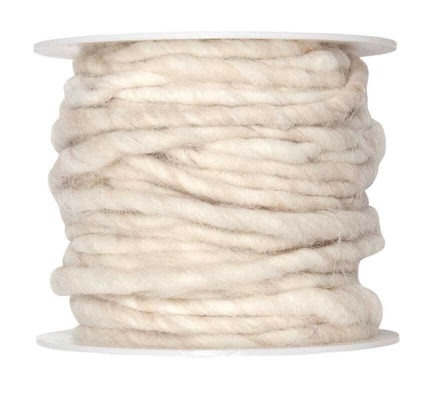 Cordon en laine feutrée, Ø env. 5 mm, crème