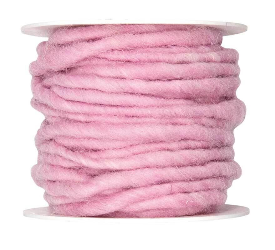 Cordon en laine feutrée, Ø env. 5 mm, rose