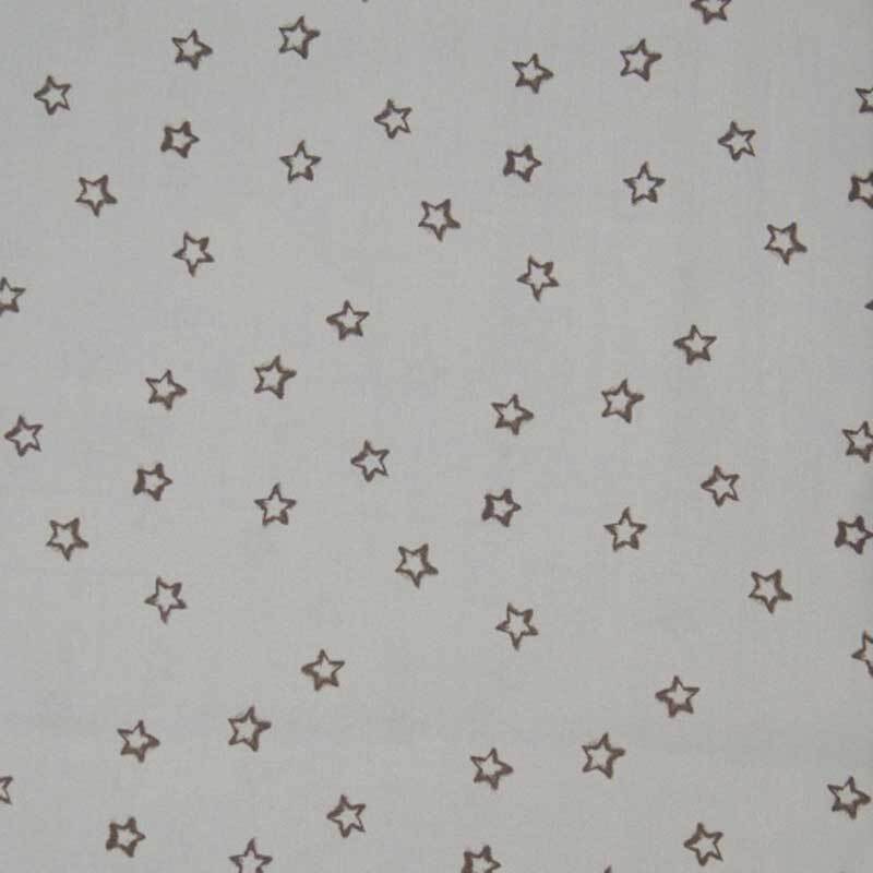 Katoenen stof - patroon, sterren grijs