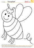 Kleurplaat schattige honingbij