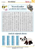 Woordzoeker 40 dieren met 5 letters